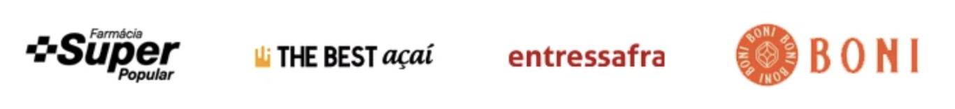 Nossos clientes: Farmácia Super Popular, THE BEST açaí, entressafra e BONI